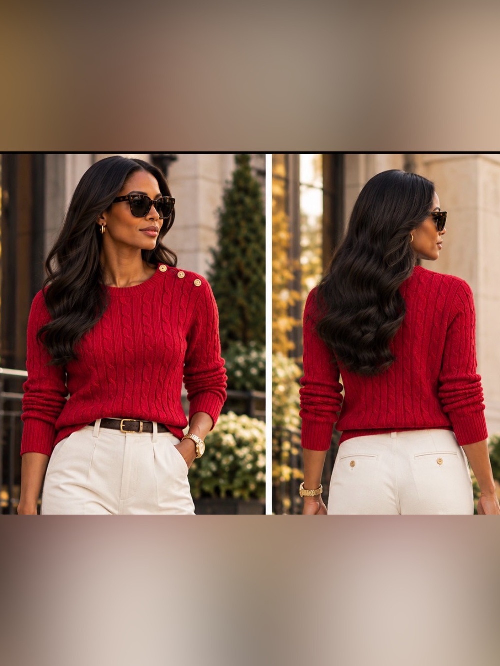 Lauren Ralph Lauren Women’s Red Cable-Knit Sweater
